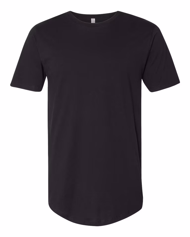 Men's Cotton Long Body Crew in Black — front