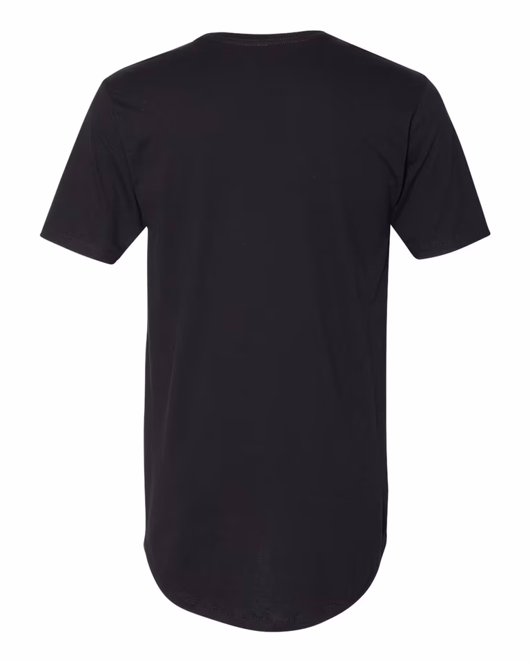 Men's Cotton Long Body Crew in Black — back
