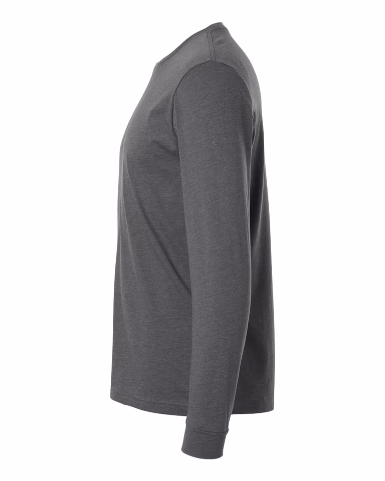 Unisex CVC Long-Sleeve T-Shirt in Heather Heavy Metal — directside