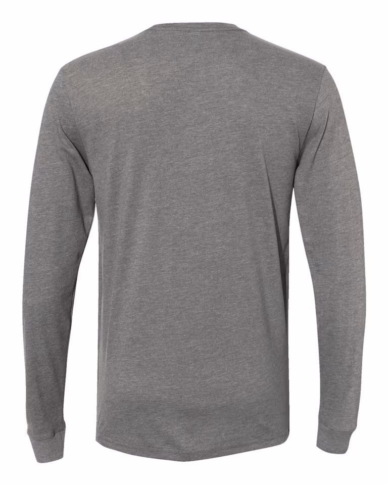 Unisex Sueded Long-Sleeve Crew in Dark Heather Grey — back