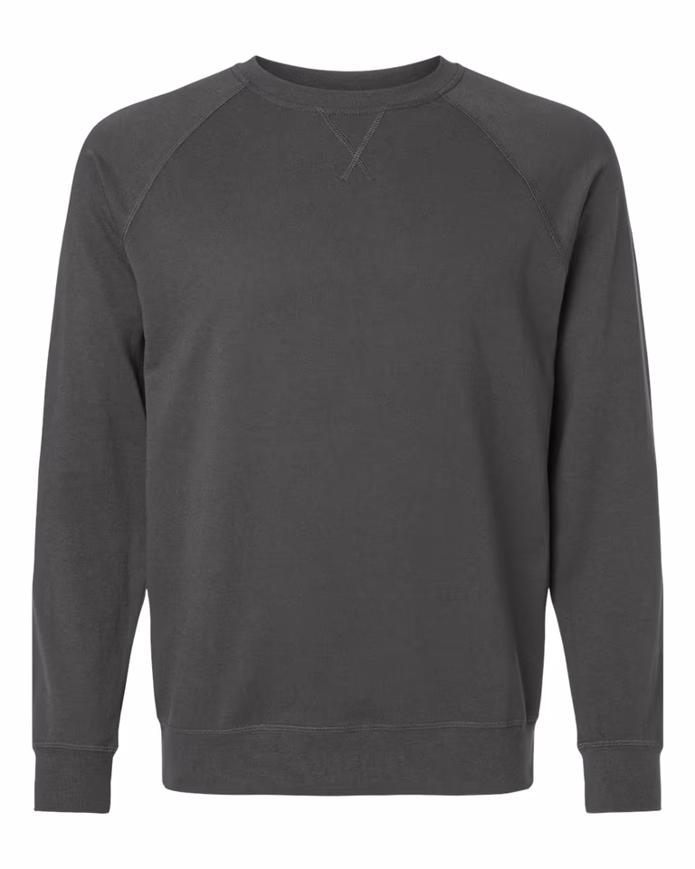 Unisex French Terry Raglan Crew in Heavy Metal — front