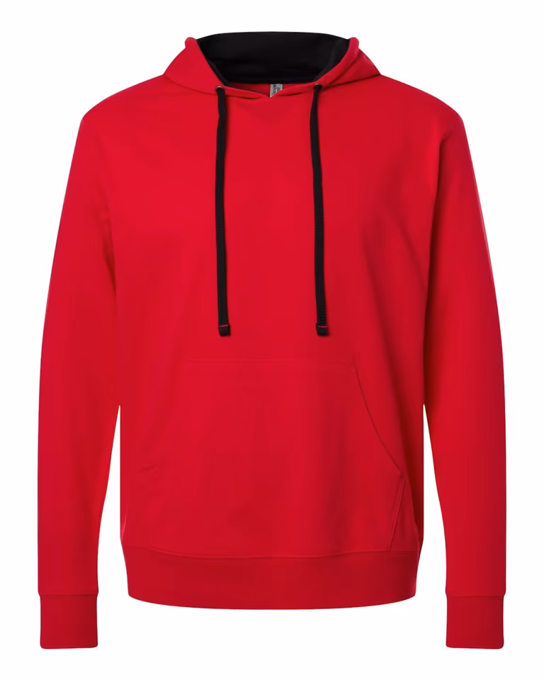 Unisex French Terry Pullover Hoodie in Red / Black — front