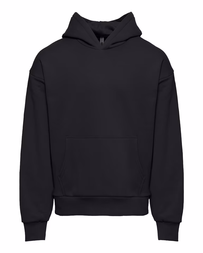 Heavyweight Fleece Hoodie in Black — front