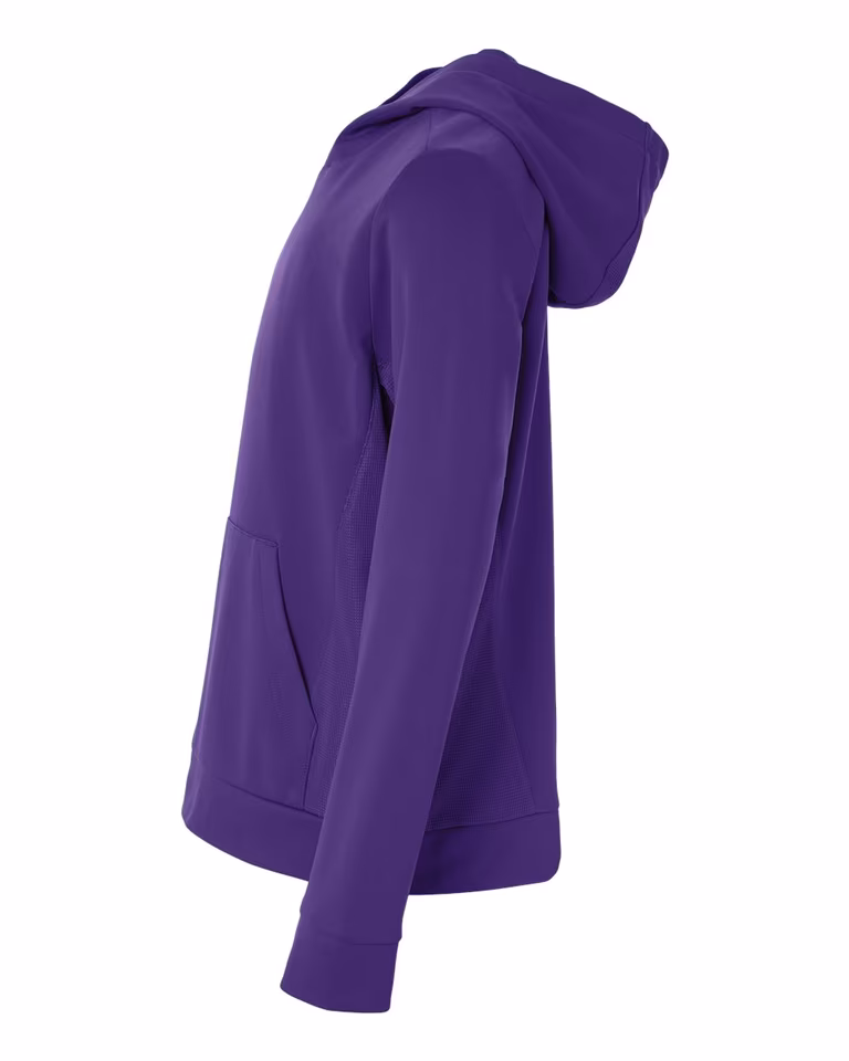 Youth Squad Hooded Tech Fleece Pullover in Sport Purple — directside