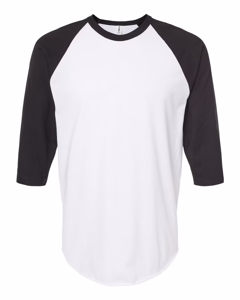 Unisex Fine Jersey Raglan Tee in White / Black — front