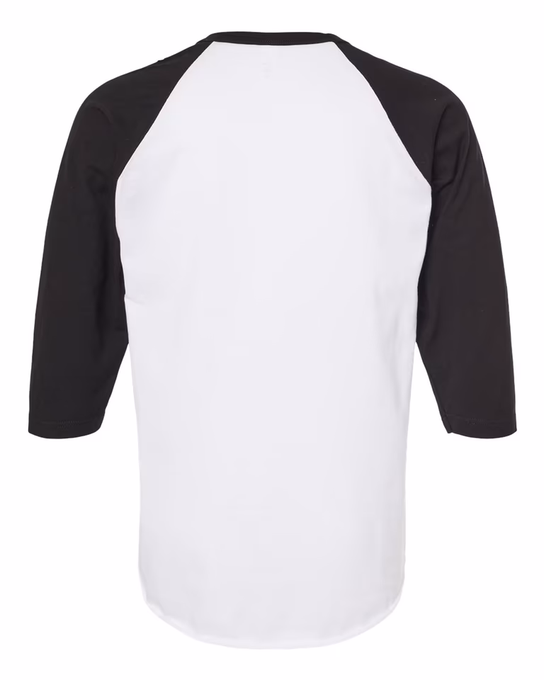 Unisex Fine Jersey Raglan Tee in White / Black — back