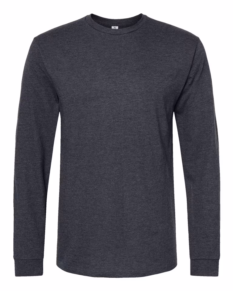 Unisex Heavyweight Long Sleeve Tee in Heather Graphite — front