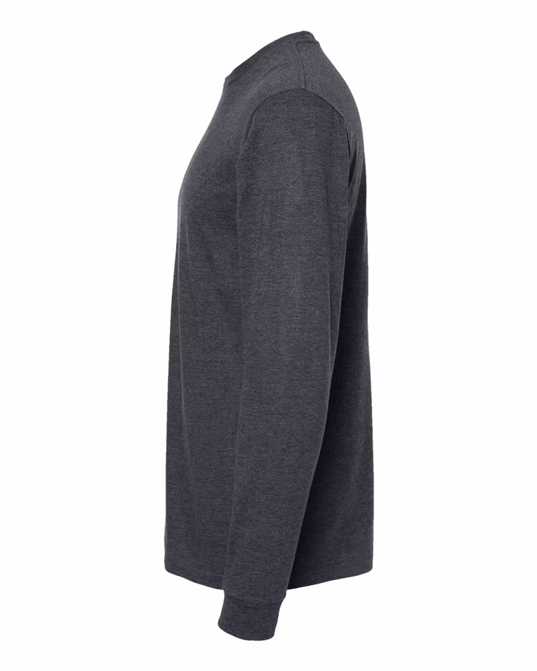 Unisex Heavyweight Long Sleeve Tee in Heather Graphite — directside