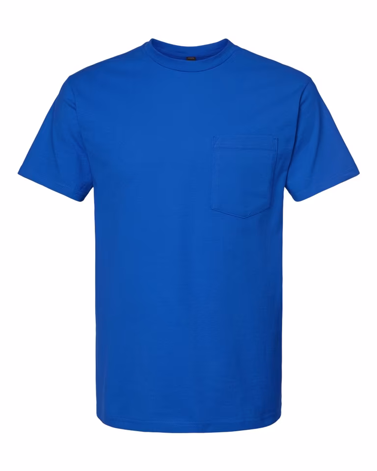 Unisex Heavyweight Pocket Tee in Royal — front