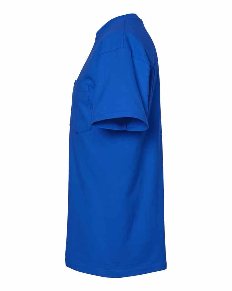 Unisex Heavyweight Pocket Tee in Royal — directside