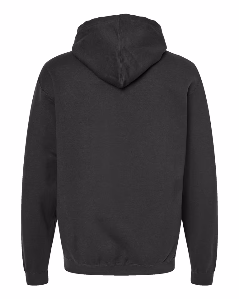 Unisex Fleece Pullover Hoodie in Black — back