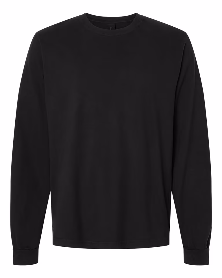 Unisex Heavyweight Garment-Dyed Long Sleeve Tee — Black