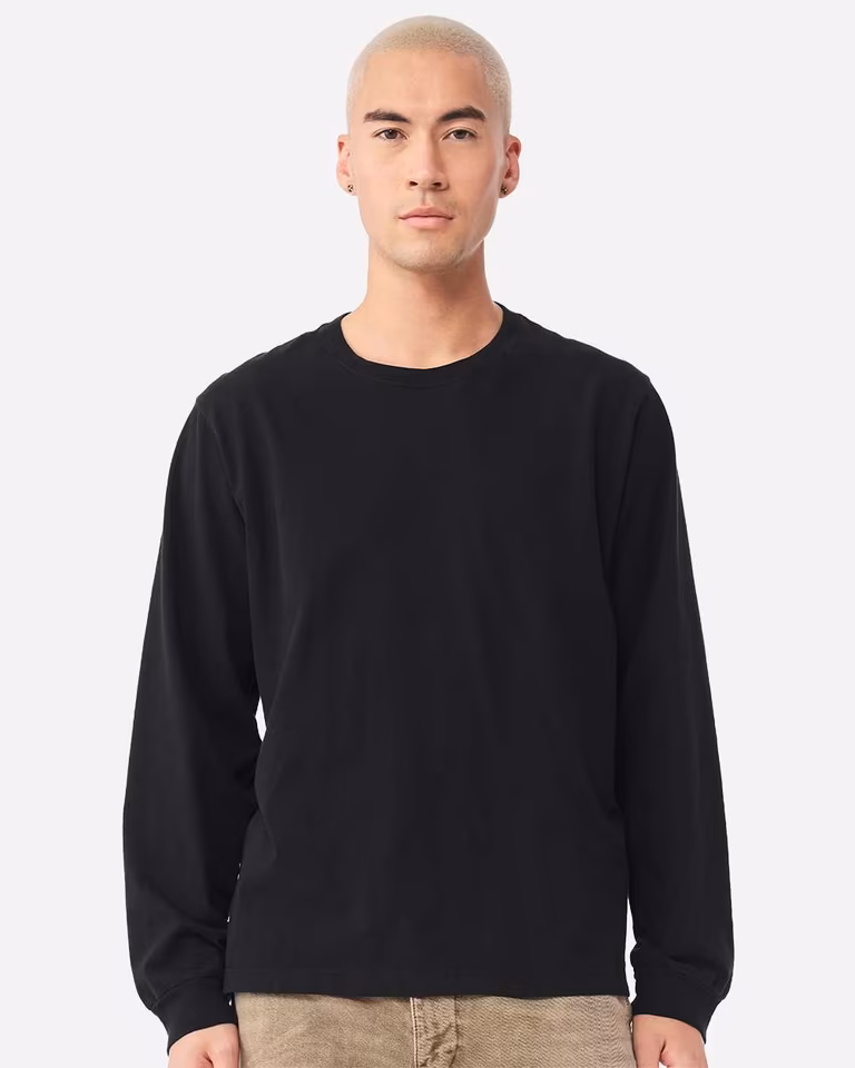Unisex Heavyweight Garment-Dyed Long Sleeve Tee — Black