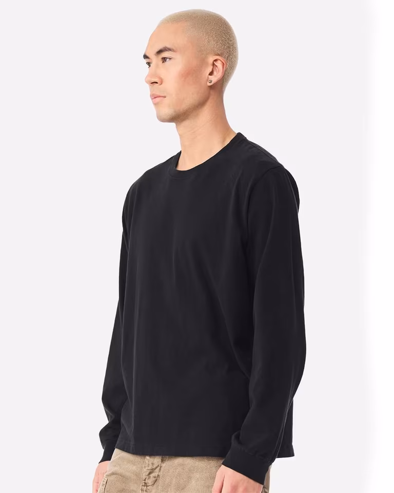 Unisex Heavyweight Garment-Dyed Long Sleeve Tee — Black
