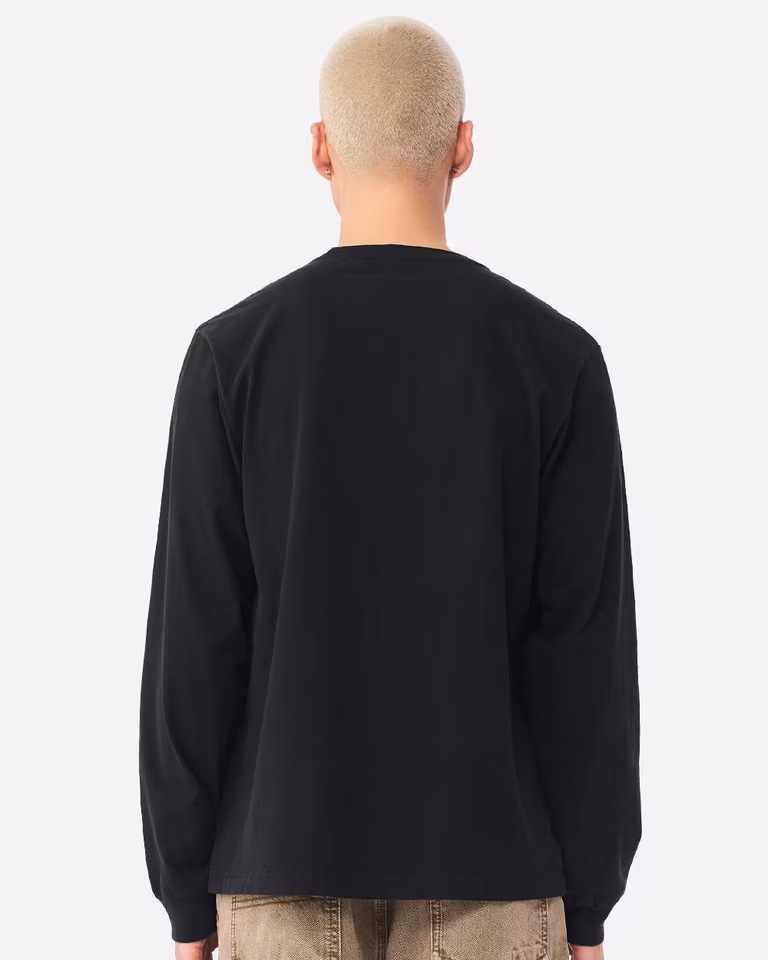 Unisex Heavyweight Garment-Dyed Long Sleeve Tee — Black