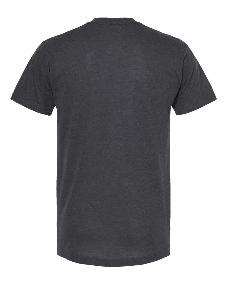 Unisex Poly-Rich V-Neck Tee in Heather Charcoal — back