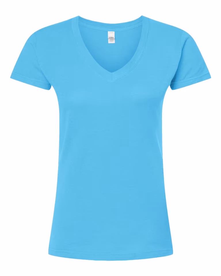 Women's Slim Fit Fine Jersey V-Neck in Aqua — front