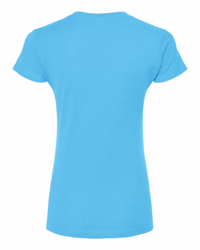 Women's Slim Fit Fine Jersey V-Neck in Aqua — back