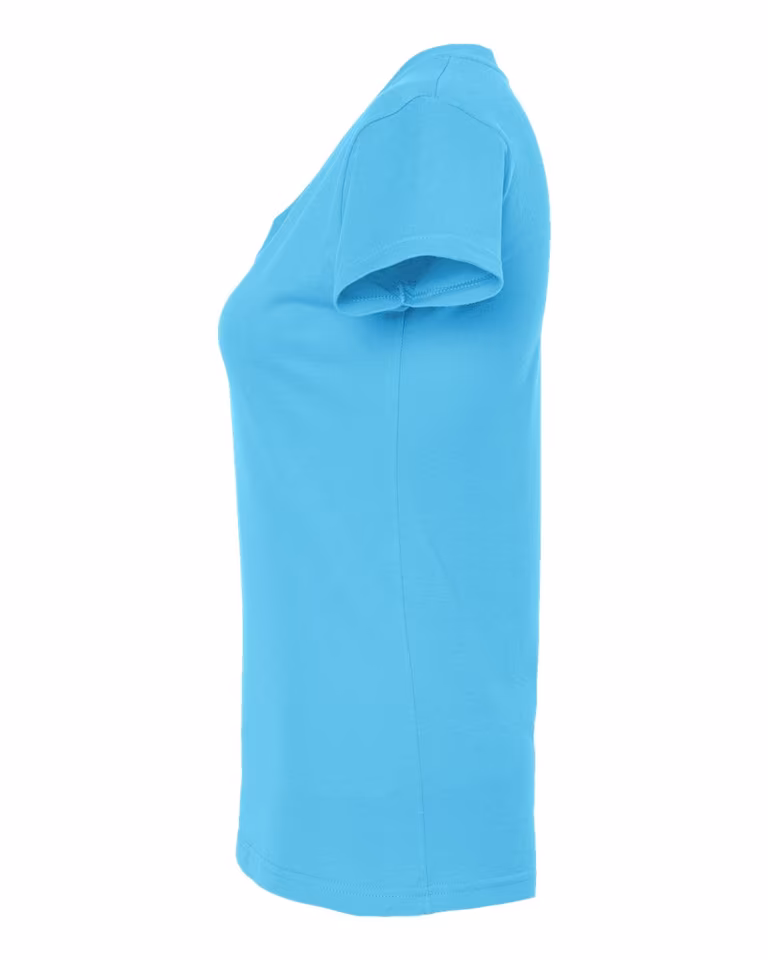 Women's Slim Fit Fine Jersey V-Neck in Aqua — directside