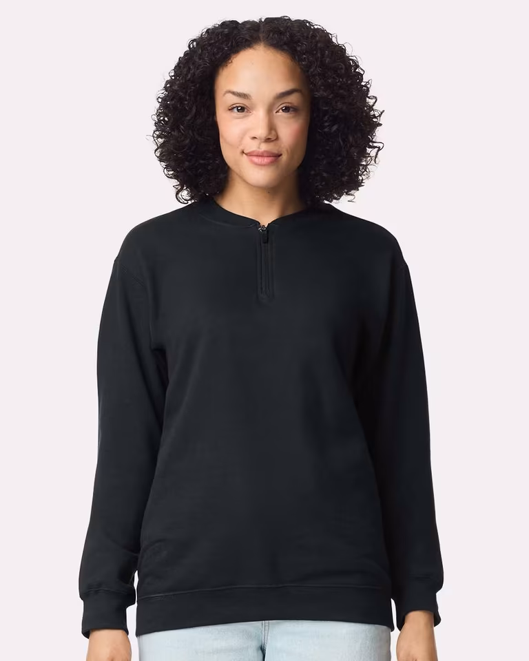 Unisex Softstyle® Midweight Quarter-Zip Sweatshirt — Black