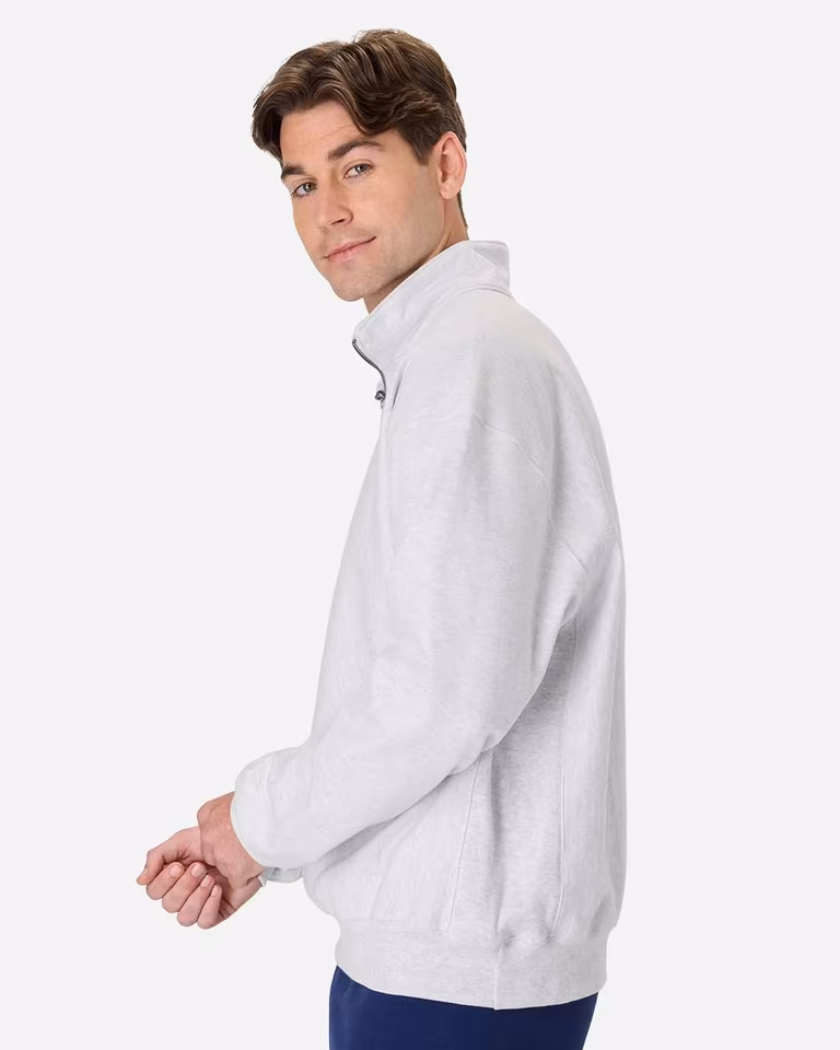 Unisex Beefy® Sweats Premium Heavyweight Quarter-Zip Sweatshirt — Ash