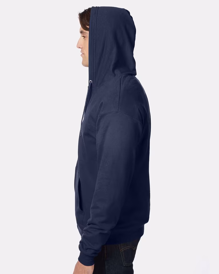 Unisex EcoSmart® Full-Zip Hooded Sweatshirt — Navy