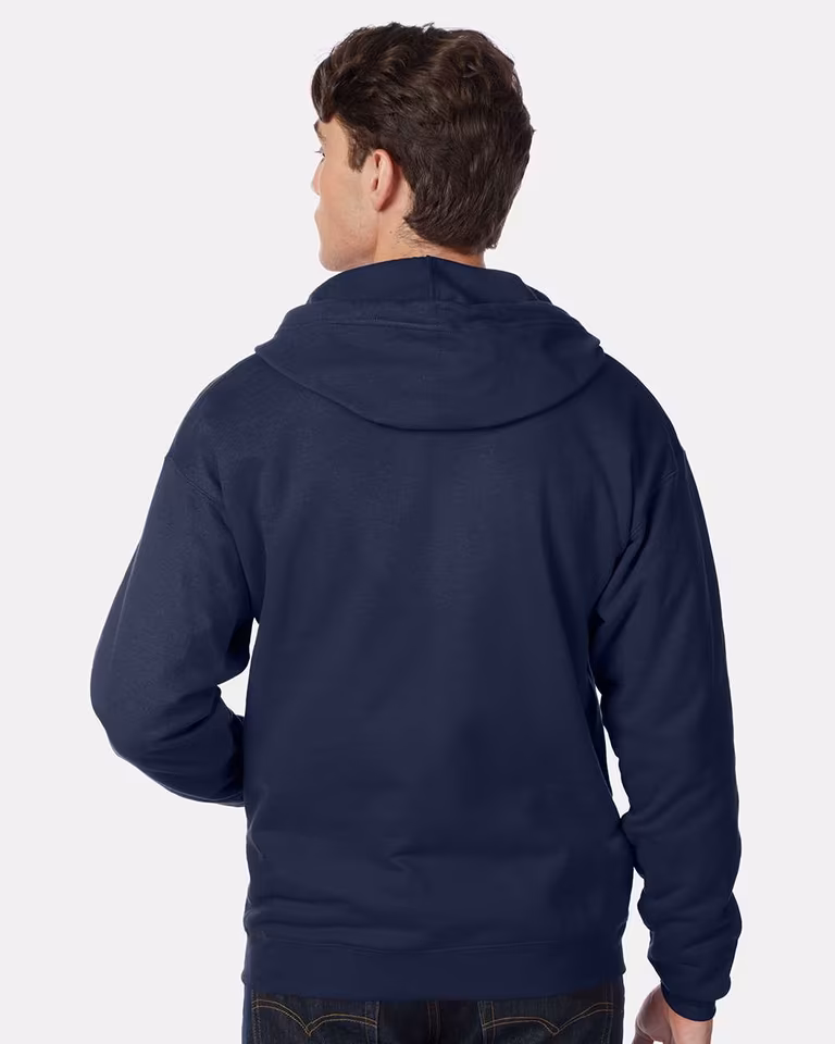 Unisex EcoSmart® Full-Zip Hooded Sweatshirt — Navy