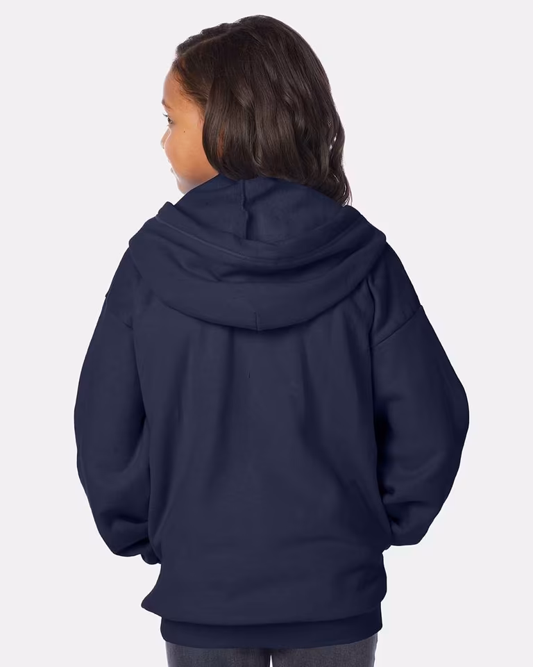 Youth EcoSmart® Full-Zip Hooded Sweatshirt — Navy