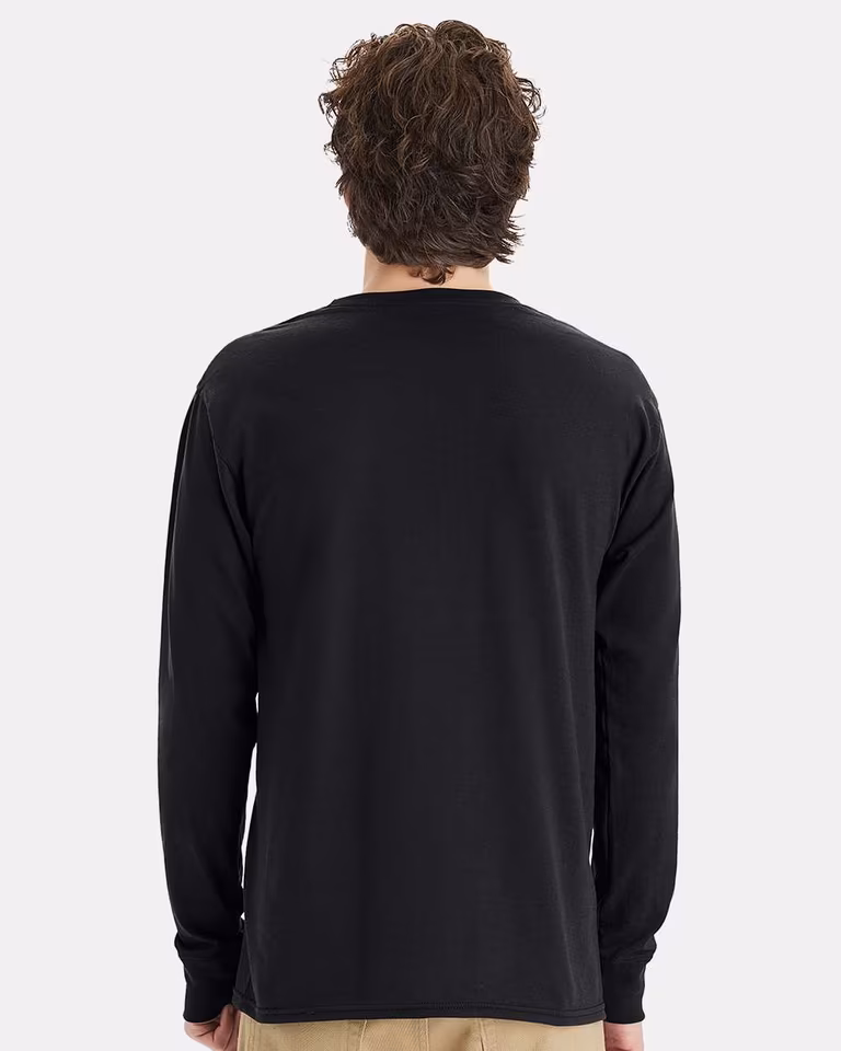 Unisex Workwear Long Sleeve Pocket T-Shirt — Black