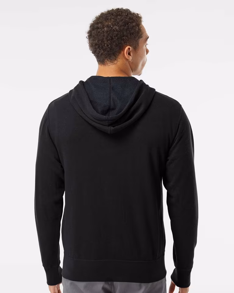 Unisex Lightweight Full-Zip Hooded Sweatshirt — Black