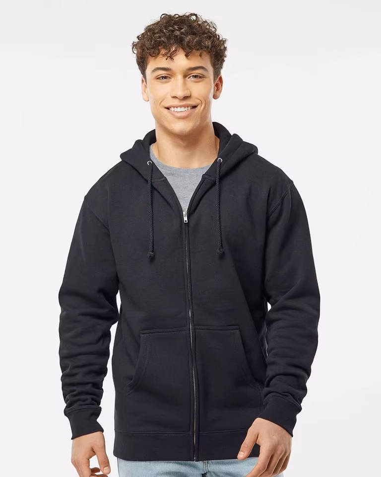 Unisex Heavyweight Full-Zip Hooded Sweatshirt — Black