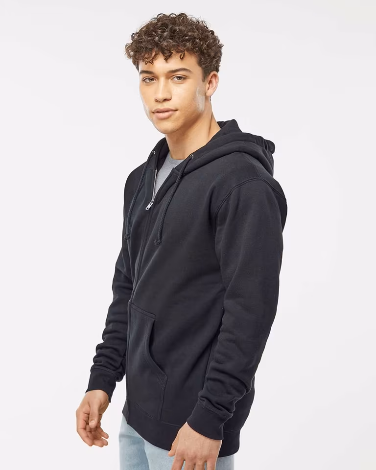 Unisex Heavyweight Full-Zip Hooded Sweatshirt — Black