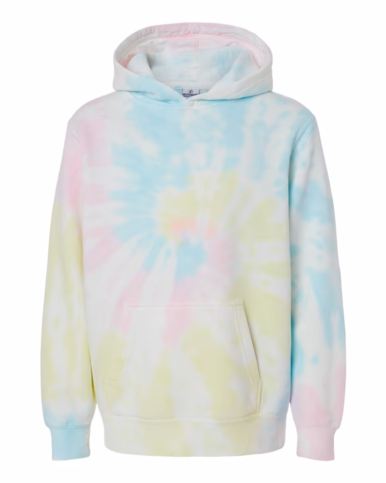 Youth Midweight Tie-Dyed Hooded Sweatshirt — Tie Dye Sunset Swirl