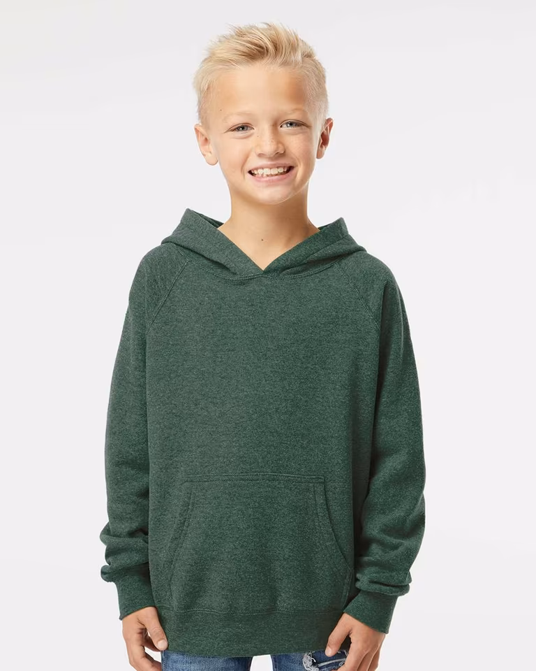 Youth Lightweight Special Blend Raglan Hooded Sweatshirt — Moss