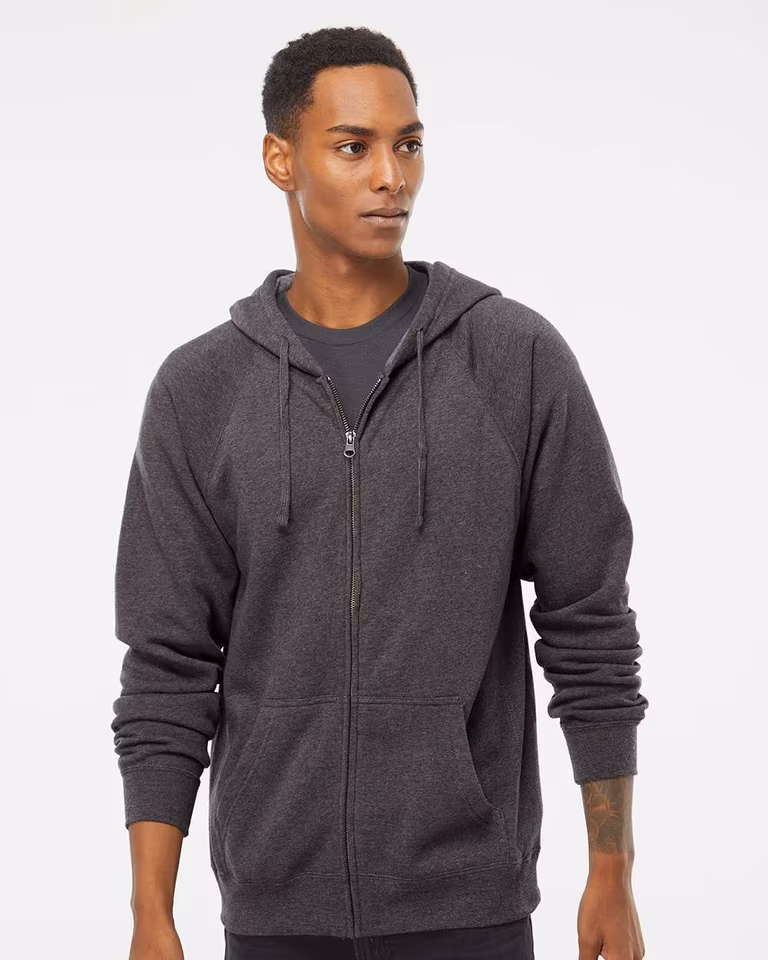 Unisex Special Blend Raglan Full-Zip Hooded Sweatshirt — Carbon