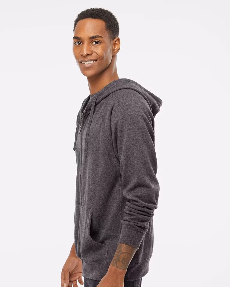 Unisex Special Blend Raglan Full-Zip Hooded Sweatshirt — Carbon