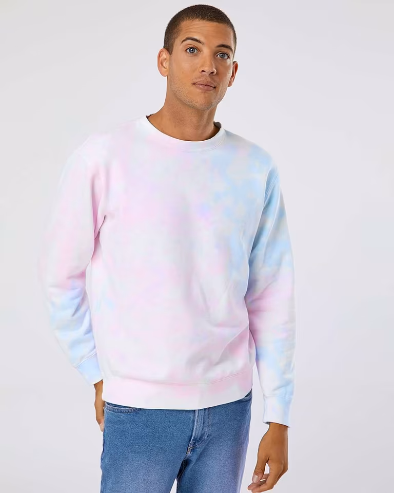 Unisex Midweight Tie-Dyed Crewneck Sweatshirt — Tie Dye Cotton Candy