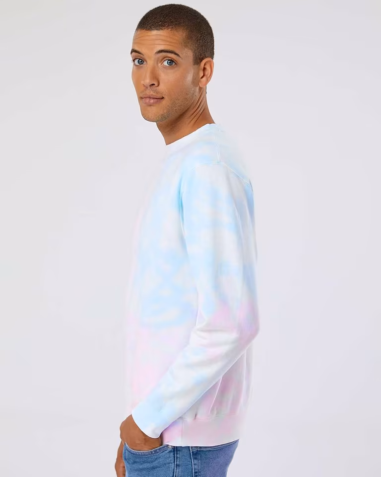 Unisex Midweight Tie-Dyed Crewneck Sweatshirt — Tie Dye Cotton Candy