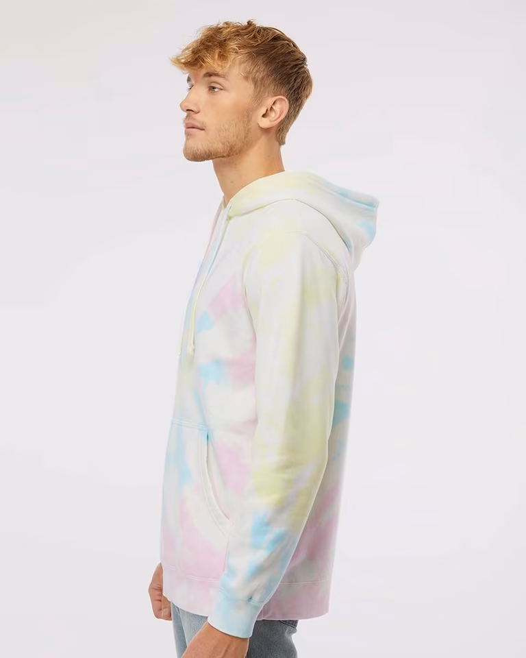 Unisex Midweight Tie-Dyed Hooded Sweatshirt — Tie Dye Sunset Swirl