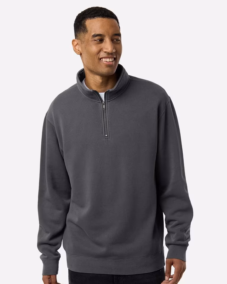Unisex Pigment-Dyed Quarter-Zip Pullover — Pigment Black