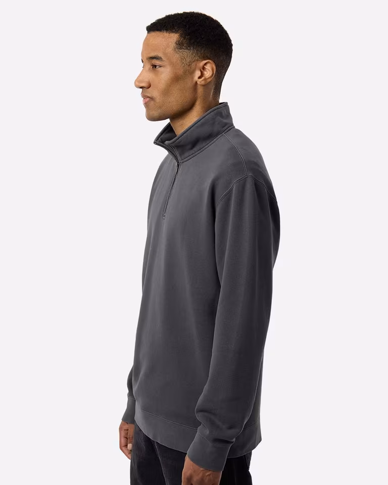 Unisex Pigment-Dyed Quarter-Zip Pullover — Pigment Black