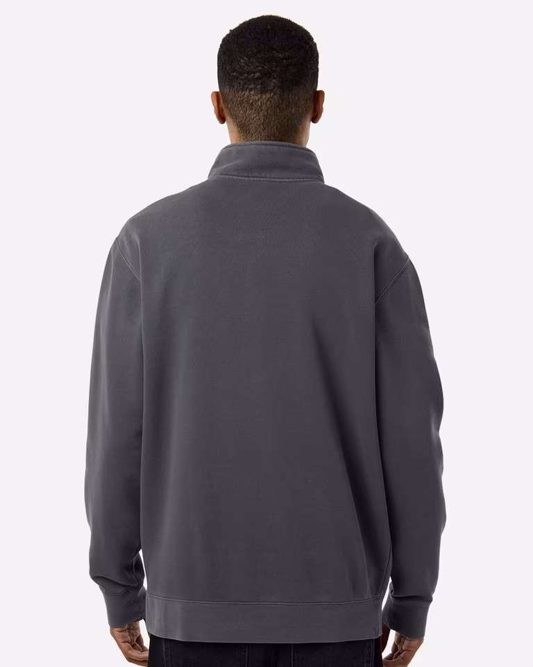 Unisex Pigment-Dyed Quarter-Zip Pullover — Pigment Black