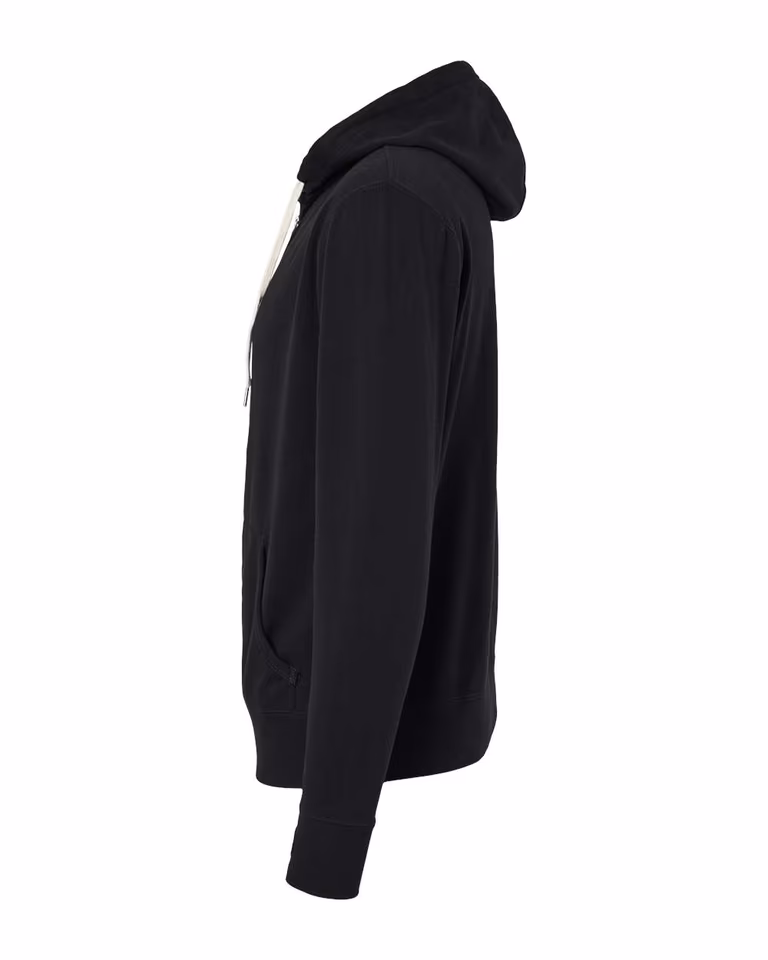 Unisex Heathered French Terry Full-Zip Hooded Sweatshirt — Black