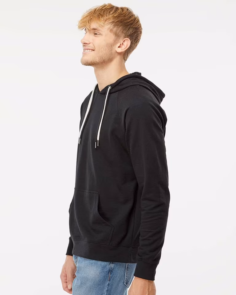 Unisex Icon Lightweight Loopback Terry Hooded Sweatshirt — Black