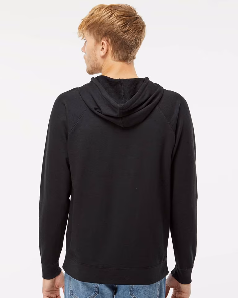 Unisex Icon Lightweight Loopback Terry Hooded Sweatshirt — Black