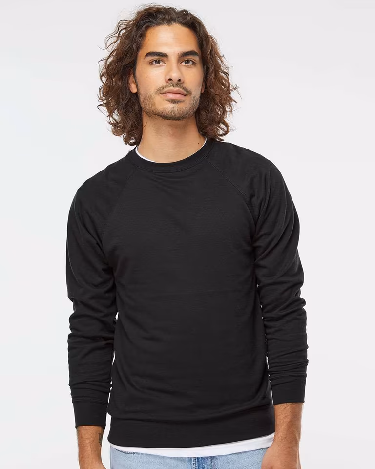 Unisex Icon Lightweight Loopback Terry Crewneck Sweatshirt — Black
