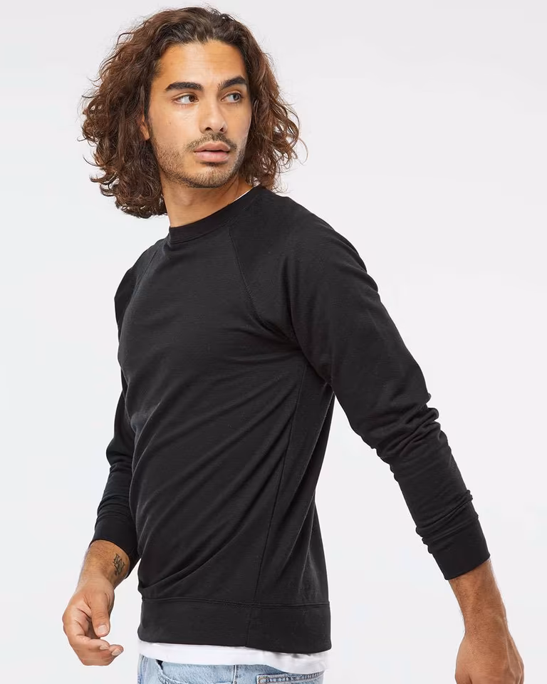 Unisex Icon Lightweight Loopback Terry Crewneck Sweatshirt — Black