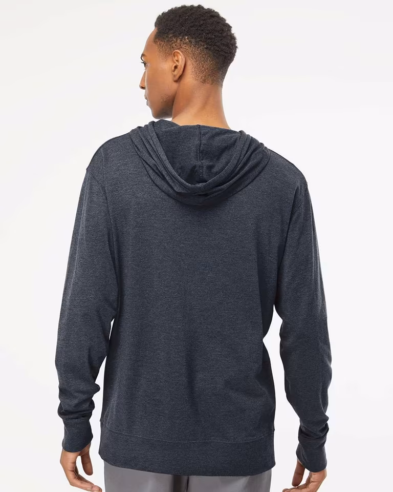 Unisex Lightweight Hooded Pullover T-Shirt — Classic Navy Heather