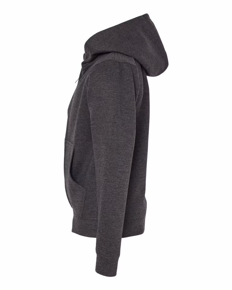 Youth Midweight Full-Zip Hooded Sweatshirt — Charcoal Heather