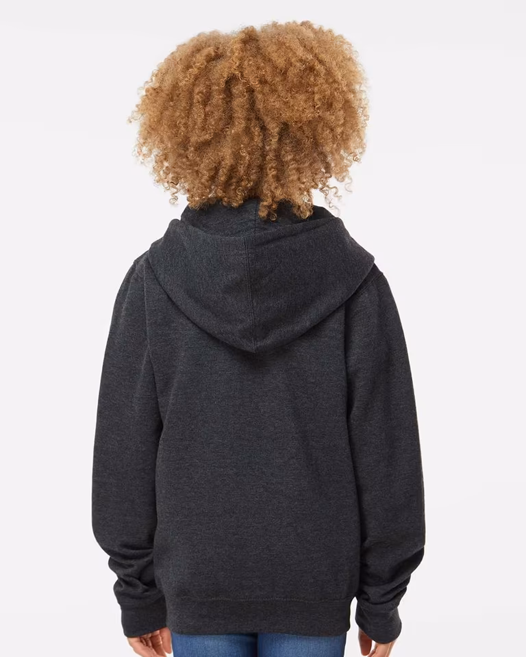 Youth Midweight Full-Zip Hooded Sweatshirt — Charcoal Heather